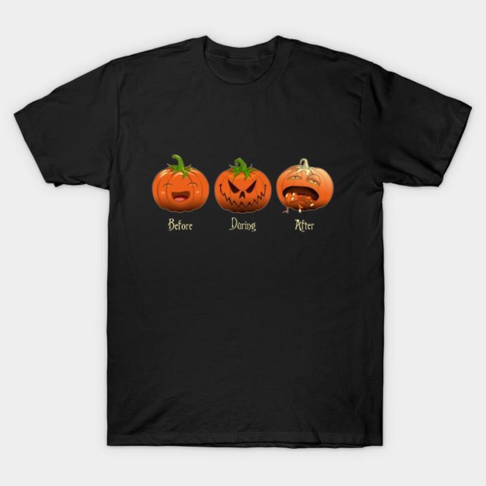 Halloween Time Pumpkin Before During After Halloween Tshirt